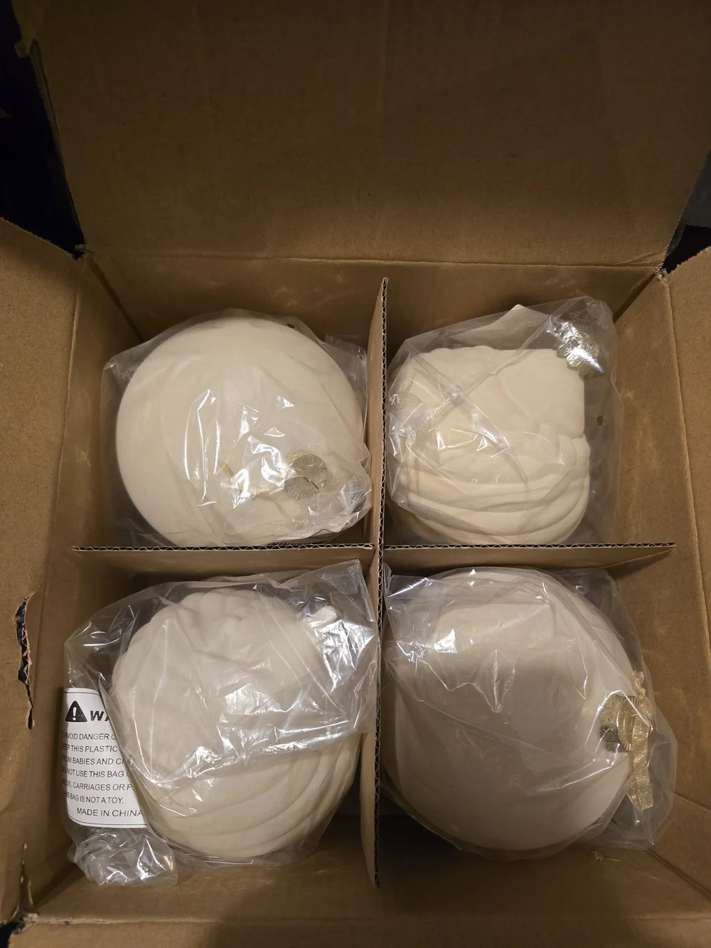 Ivory Velvet Holiday Ornament Set: Large. 4-Pack.  NWT.